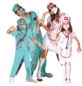 Zombie-Chirurgen und Krankenschwestern Kostüme für Gruppen und Familien