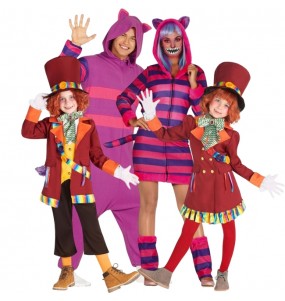 Cheshire Cats und verrückte Hutmacher Kostüme für Gruppen und Familien