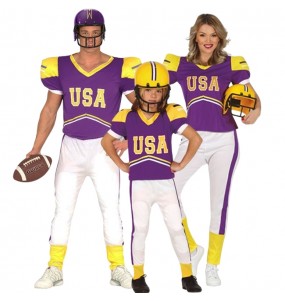 Lila Rugbyspieler Kostüme für Gruppen und Familien