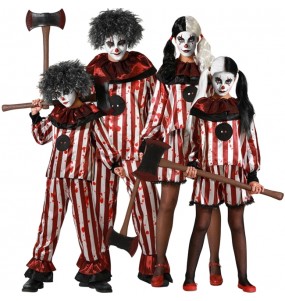 Blutige Clowns Kostüme für Gruppen und Familien