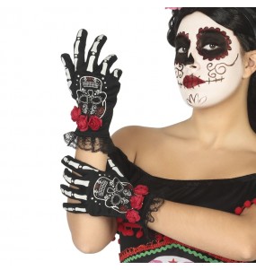 Mexikanische Catrina Handschuhe