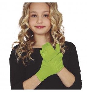 Limonengrüne Kinderhandschuhe um Ihr Kostüm zu vervollständigen