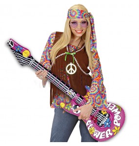 Aufblasbare Hippie-Gitarre um Ihr Kostüm zu vervollständigen