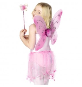 Rosa Schmetterlingszubehörset um Ihr Kostüm zu vervollständigen