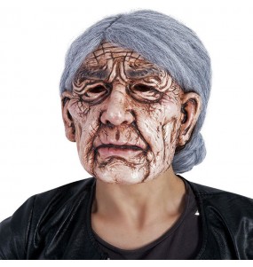 Maske einer alten Dame aus Kunststoff um Ihr Kostüm zu vervollständigen