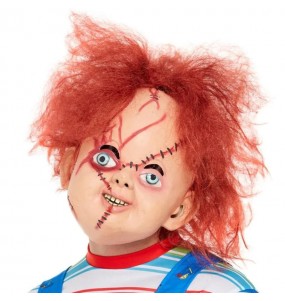 Chucky Maske mit Haaren zur Vervollständigung Ihres Horrorkostüms