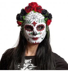 Tag der Toten Maske mit Blumen