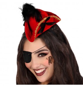 Mini-Piratenhut rot um Ihr Kostüm zu vervollständigen