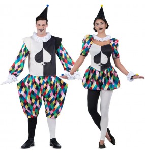 Harlekin-Komödianten Kostüme für Paare