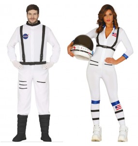 Amerikanische Astronauten Paarkostüm für Erwachsene