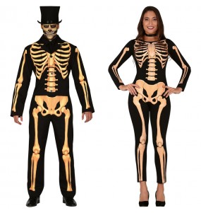 Mit dem perfekten Skelette-Duo kannst du auf deiner nächsten Faschingsparty für Furore sorgen.