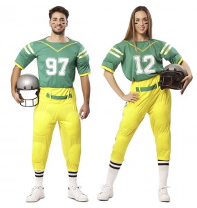American-Football-Spieler in grünen Uniformen Kostüme für Paare
