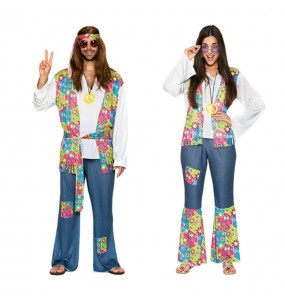 Mit dem perfekten Hippieblumen und Jeans-Duo kannst du auf deiner nächsten Faschingsparty für Furore sorgen.