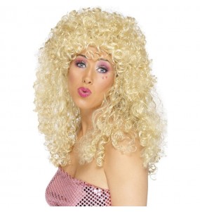 80er Jahre blonde Boogie-Perücke um Ihr Kostüm zu vervollständigen