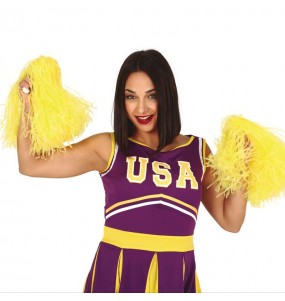Cheerleader gelbe Pompons um Ihr Kostüm zu vervollständigen