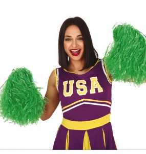 Grüne Cheerleader Pompons um Ihr Kostüm zu vervollständigen