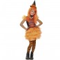 Orangefarbene Glamour-Hexe Kostüm für Mädchen