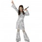 Silbernes Disco Kostüm mit Pailletten für Mädchen