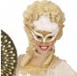 Weiße Maske mit Federbesatz und Federn um Ihr Kostüm zu vervollständigen