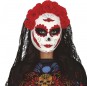 Catrina Maske mit Blumen und Schleier zur Vervollständigung Ihres Horrorkostüms