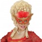 Rote Maske mit Rand und Federn um Ihr Kostüm zu vervollständigen