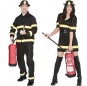 Feuerwehrmänner in schwarzen Uniformen Kostüme für Paare